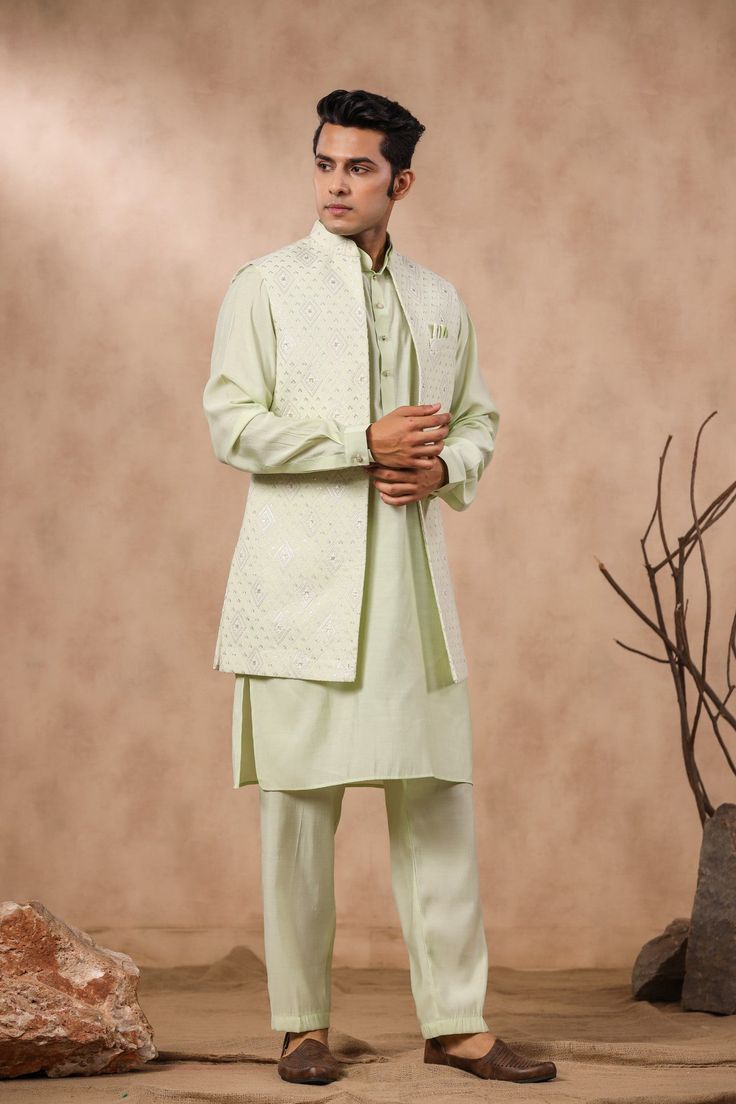 Kurta Pajama with Long Jacket For Men